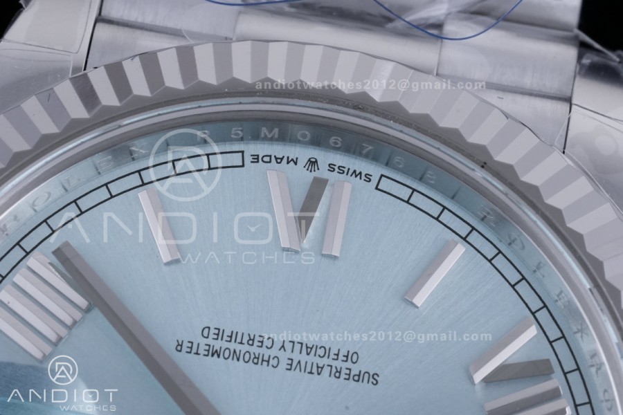Day Date 40 SS 228236 THBF 1:1 Best Edition Ice Blue Roman Dial on President Bracelet VR3255 V3 (Gain Weight)
