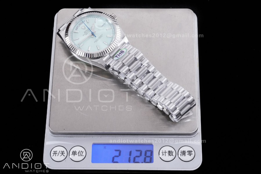 Day Date 40 SS 228236 THBF 1:1 Best Edition Ice Blue Stick Dial on President Bracelet VR3255 V3 (Gain Weight)