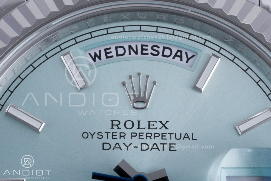 Day Date 40 SS 228236 THBF 1:1 Best Edition Ice Blue Stick Dial on President Bracelet VR3255 V3 (Gain Weight)