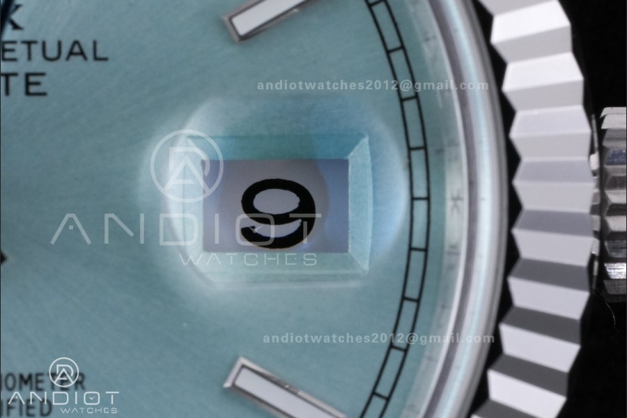 Day Date 40 SS 228236 THBF 1:1 Best Edition Ice Blue Stick Dial on President Bracelet VR3255 V3 (Gain Weight)