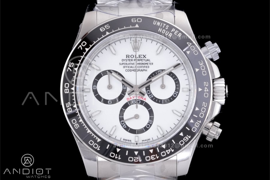 Daytona 126500 UFO 1:1 Best Edition 904L Steel White Dial on SS Braclet UF4131 (Free Sprung)
