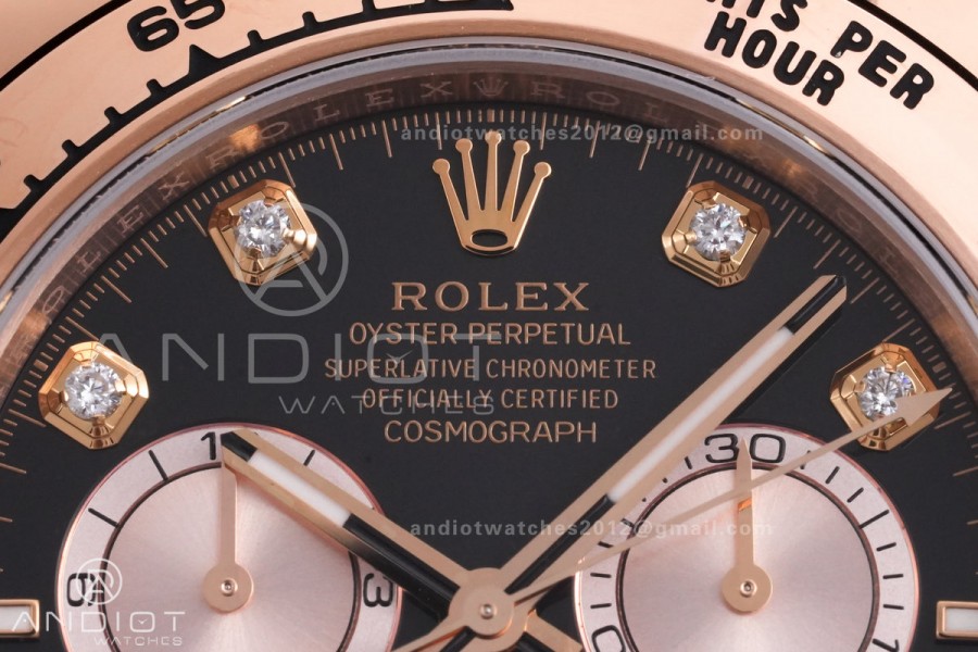 Daytona 126505 VSF 1:1 Best Edition 904L Steel Black/RG Diamond Dial on RG Braclet VS4131 V3 (Weighted)