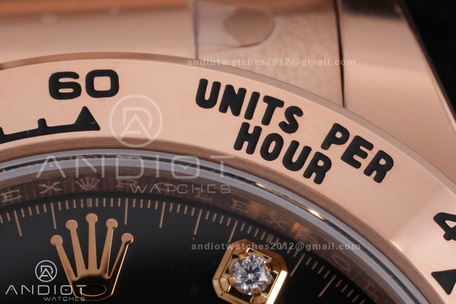 Daytona 126505 VSF 1:1 Best Edition 904L Steel Black/RG Diamond Dial on RG Braclet VS4131 V3 (Weighted)