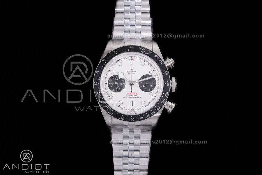 Black Bay Chrono SS ZF 1:1 Best Edition White/Black Dial on SS Bracelet A7750