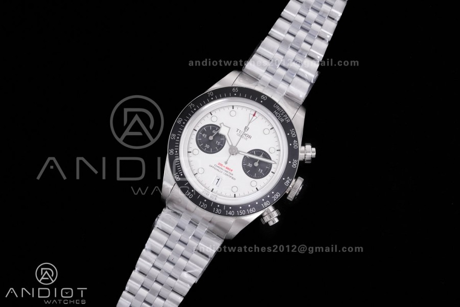 Black Bay Chrono SS ZF 1:1 Best Edition White/Black Dial on SS Bracelet A7750