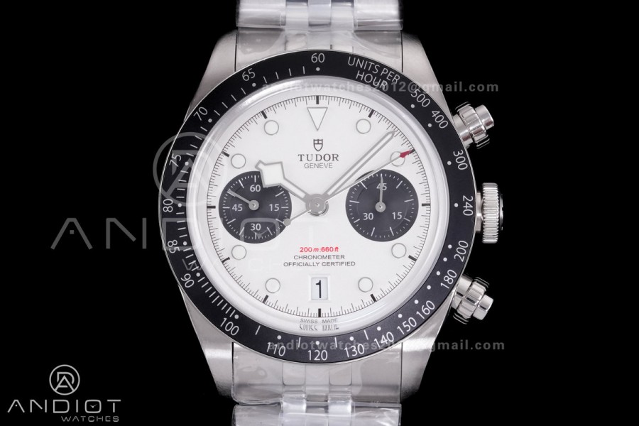 Black Bay Chrono SS ZF 1:1 Best Edition White/Black Dial on SS Bracelet A7750