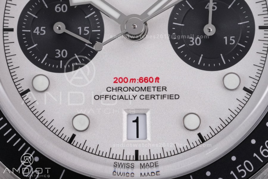 Black Bay Chrono SS ZF 1:1 Best Edition White/Black Dial on SS Bracelet A7750