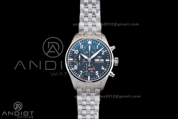 Pilot Chrono IW388113 APSF 1:1 Best Edition Black Dial on SS Bracelet SA69385 Super Clone