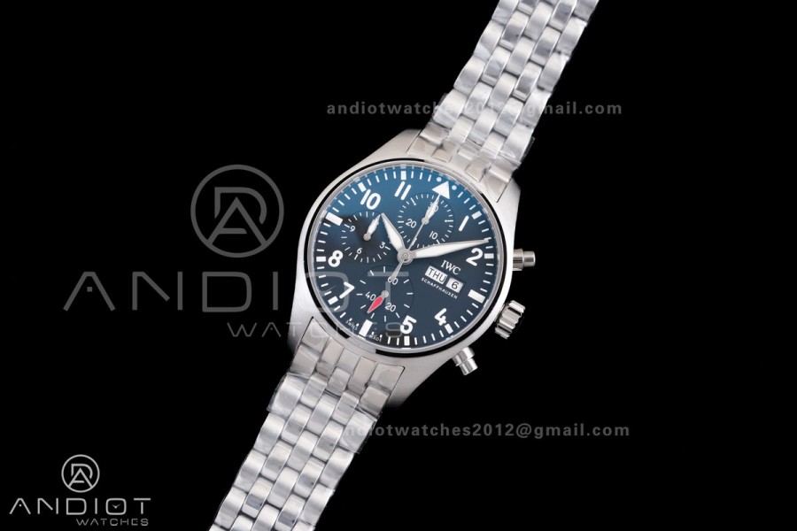 Pilot Chrono IW388113 APSF 1:1 Best Edition Black Dial on SS Bracelet SA69385 Super Clone