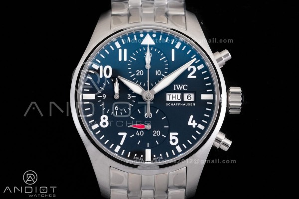 Pilot Chrono IW388113 APSF 1:1 Best Edition Black Dial on SS Bracelet SA69385 Super Clone