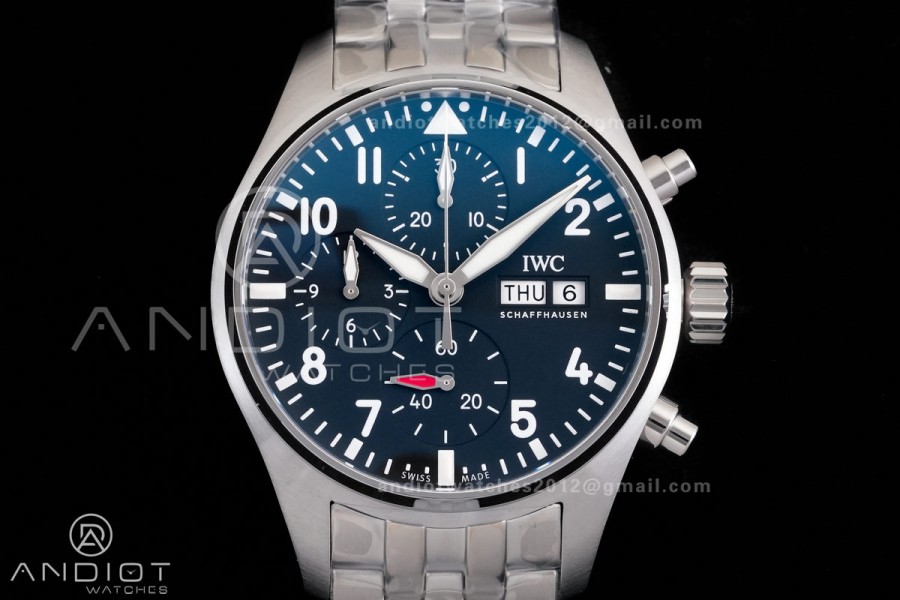 Pilot Chrono IW388113 APSF 1:1 Best Edition Black Dial on SS Bracelet SA69385 Super Clone