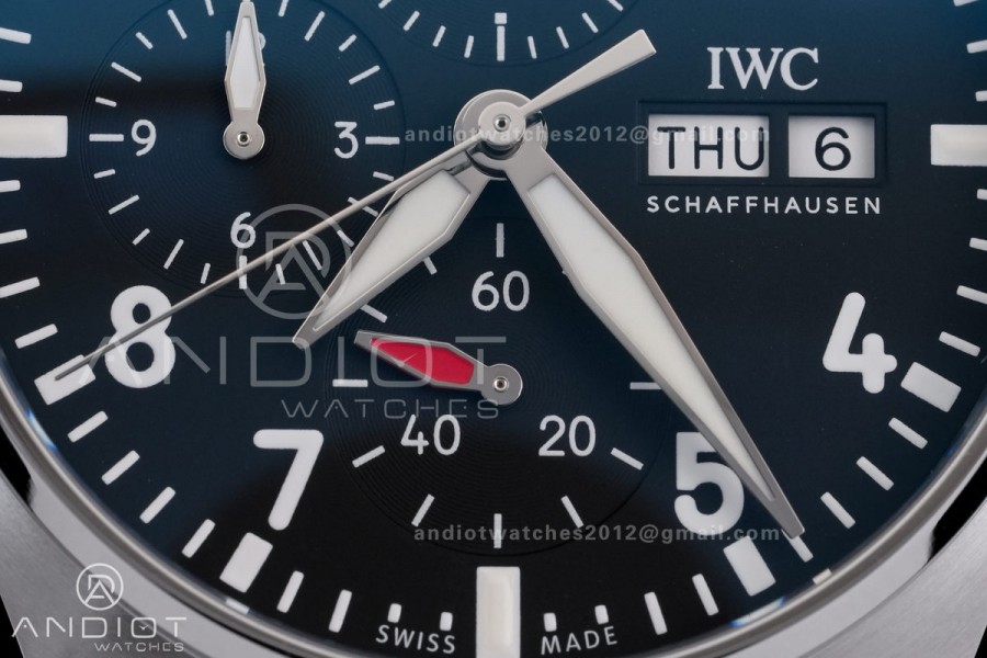 Pilot Chrono IW388113 APSF 1:1 Best Edition Black Dial on SS Bracelet SA69385 Super Clone