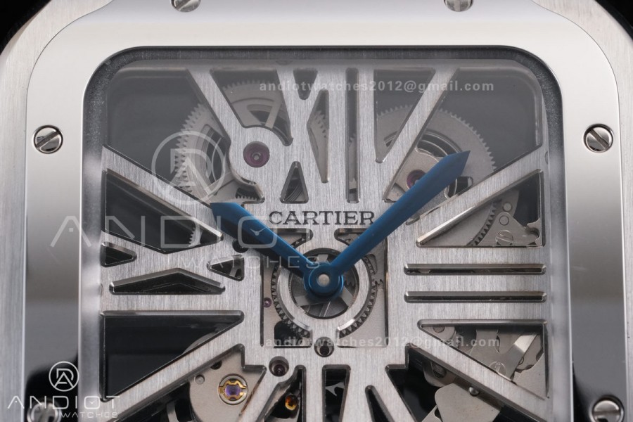 Santos de Cartier Skeleton SS MLF Skeleton Dial on SS SmartLink Bracelet 9611MC Super Clone