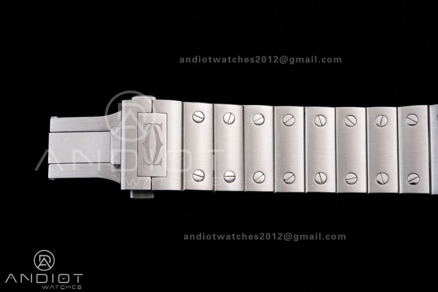 Santos de Cartier Skeleton SS MLF Skeleton Green Dial on SS SmartLink Bracelet 9611MC Super Clone