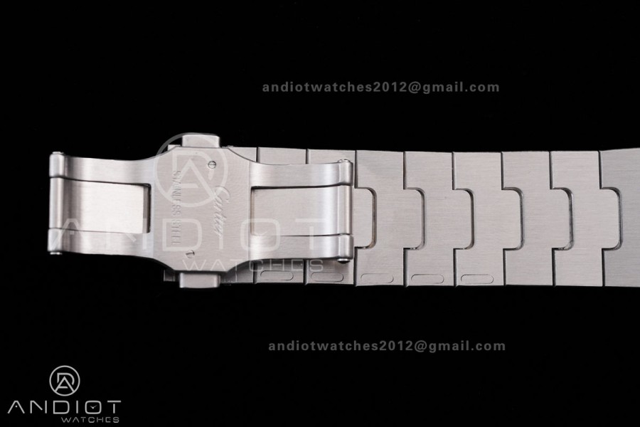 Santos de Cartier Skeleton SS MLF Skeleton Blue Skeleton Dial Blue Bezel on SS SmartLink Bracelet 9611MC Super Clone