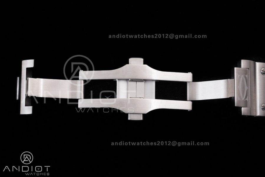 Santos de Cartier Skeleton SS MLF Skeleton Blue Skeleton Dial Blue Bezel on SS SmartLink Bracelet 9611MC Super Clone