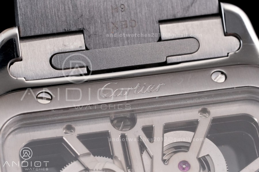 Santos de Cartier Skeleton SS/YG MLF Skeleton Dial on SS/YG SmartLink Bracelet 9611MC Super Clone