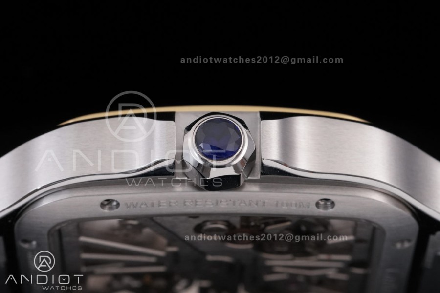 Santos de Cartier Skeleton SS/YG MLF Skeleton Dial on SS/YG SmartLink Bracelet 9611MC Super Clone