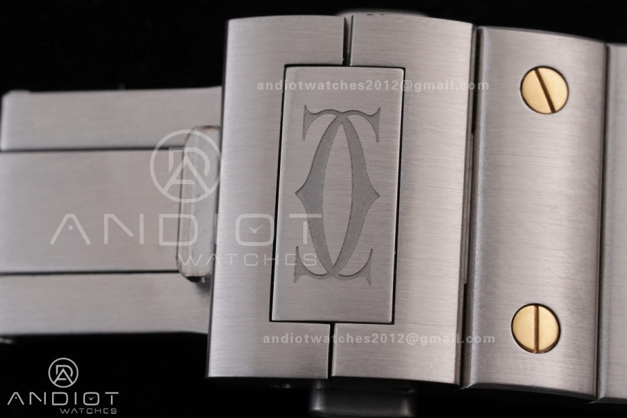 Santos de Cartier Skeleton SS/YG MLF Skeleton Dial on SS/YG SmartLink Bracelet 9611MC Super Clone