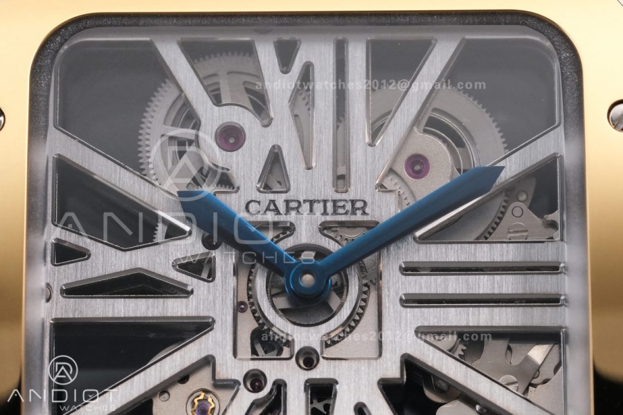 Santos de Cartier Skeleton SS/YG MLF Skeleton Dial on SS/YG SmartLink Bracelet 9611MC Super Clone