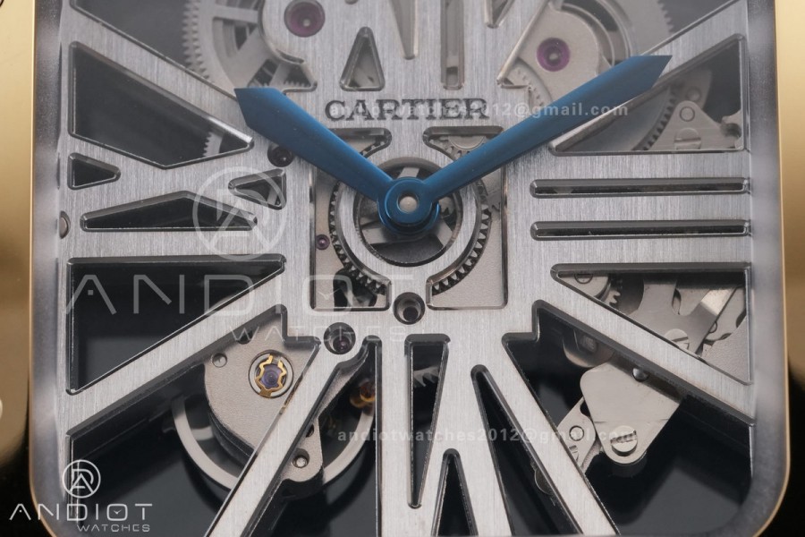 Santos de Cartier Skeleton SS/YG MLF Skeleton Dial on SS/YG SmartLink Bracelet 9611MC Super Clone