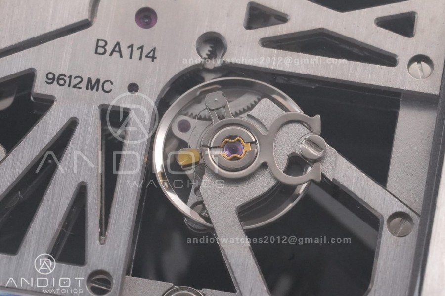 Santos de Cartier Skeleton PVD MLF Skeleton Black Skeleton Dial on SS SmartLink Bracelet 9611MC Super Clone