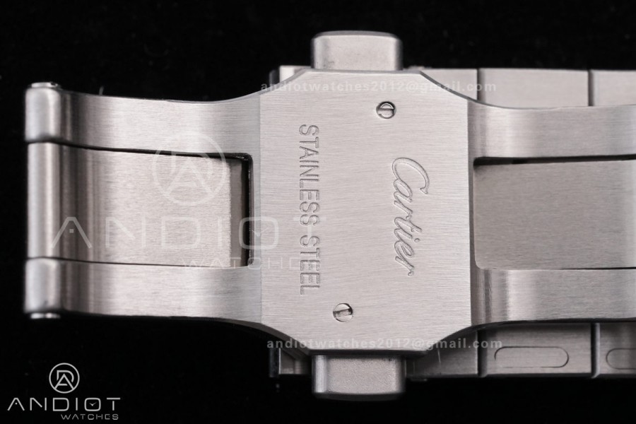 Santos de Cartier Skeleton PVD MLF Skeleton Black Skeleton Dial on SS SmartLink Bracelet 9611MC Super Clone