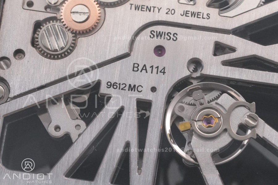 Santos de Cartier Skeleton PVD MLF Skeleton Black Skeleton Dial on SS SmartLink Bracelet 9611MC Super Clone