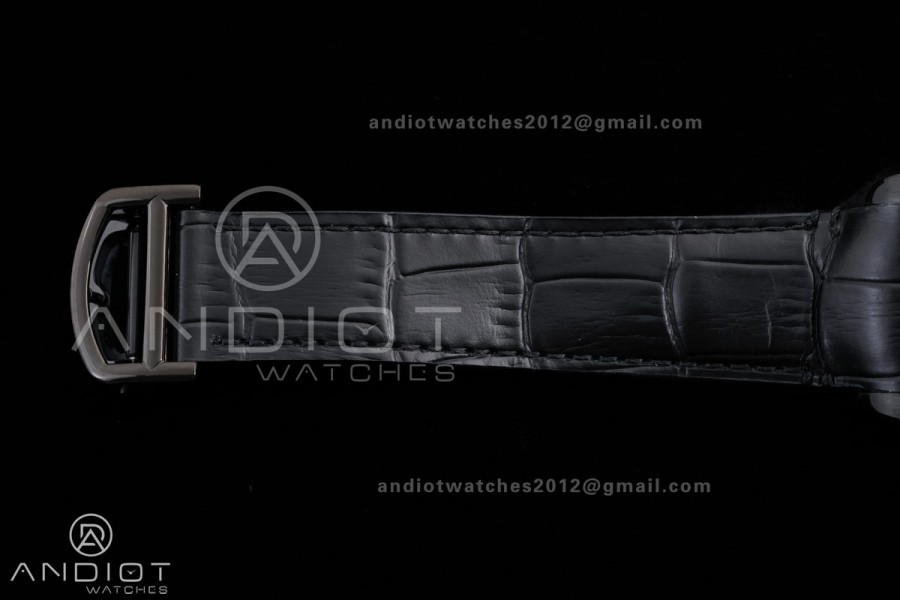 Santos de Cartier Skeleton PVD MLF Skeleton Dial on Black Leather Strap 9612MC Super Clone