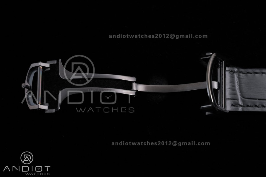 Santos de Cartier Skeleton PVD MLF Skeleton Dial on Black Leather Strap 9612MC Super Clone