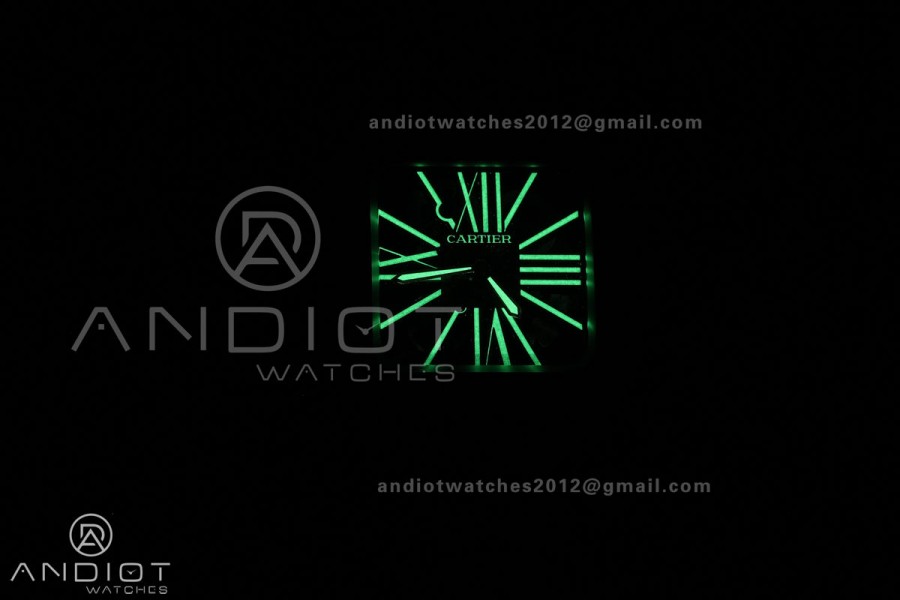 Santos de Cartier Skeleton PVD MLF Skeleton Dial on Black Leather Strap 9612MC Super Clone