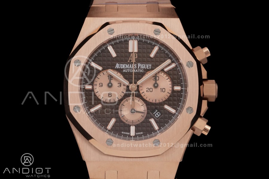 Royal Oak Chrono 26331 RG APSF 1:1 Best Edition Brown Dial RG Subdial On RG Bracelet A2385
