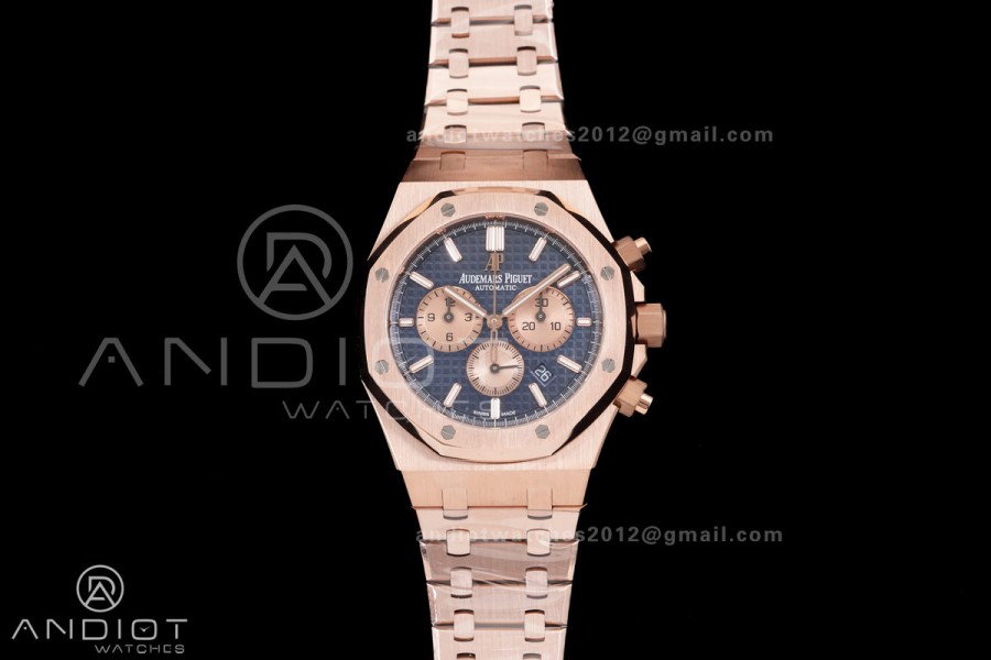 Royal Oak Chrono 26331 RG APSF 1:1 Best Edition Blue Dial RG Subdial On RG Bracelet A2385