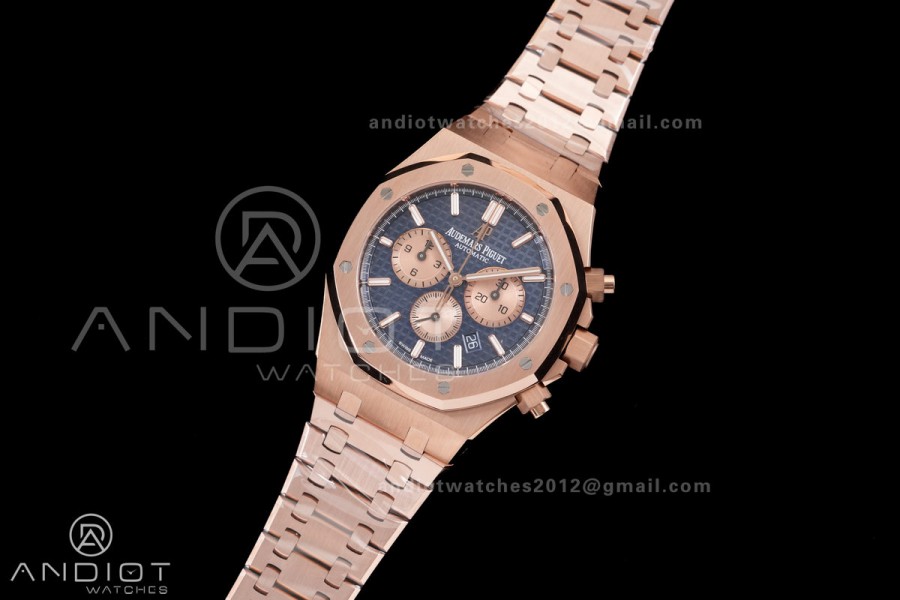 Royal Oak Chrono 26331 RG APSF 1:1 Best Edition Blue Dial RG Subdial On RG Bracelet A2385