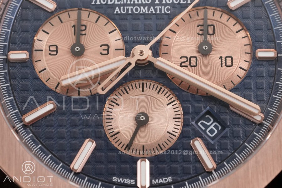 Royal Oak Chrono 26331 RG APSF 1:1 Best Edition Blue Dial RG Subdial On RG Bracelet A2385