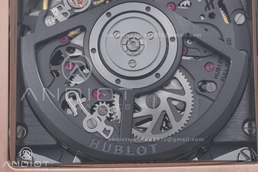 Square Bang Unico 42mm RG BBF 1:1 Best Edition Skeleton Dial on Black Rubber Strap A1280