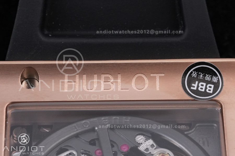 Square Bang Unico 42mm RG BBF 1:1 Best Edition Skeleton Dial on Black Rubber Strap A1280