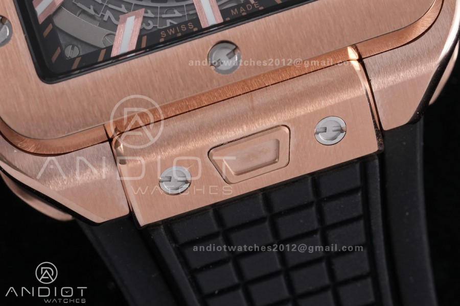 Square Bang Unico 42mm RG BBF 1:1 Best Edition Skeleton Dial on Black Rubber Strap A1280