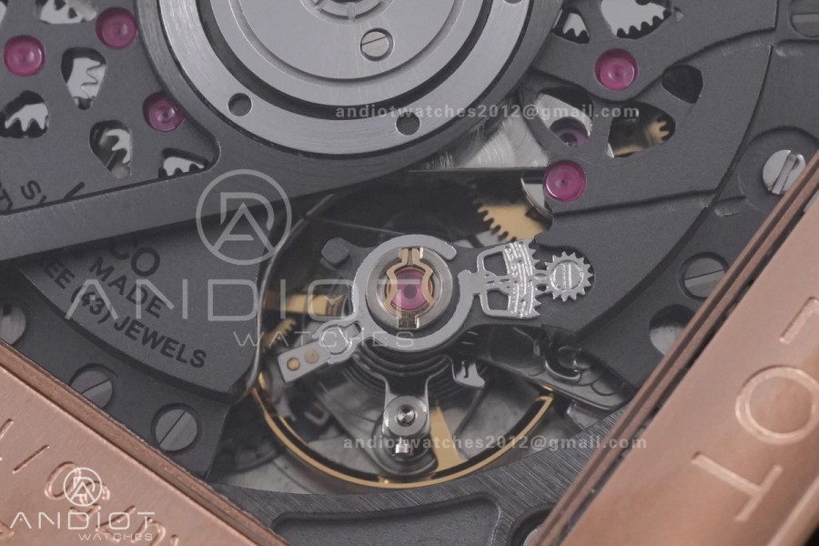 Square Bang Unico 42mm RG BBF 1:1 Best Edition Skeleton Dial on Black Rubber Strap A1280