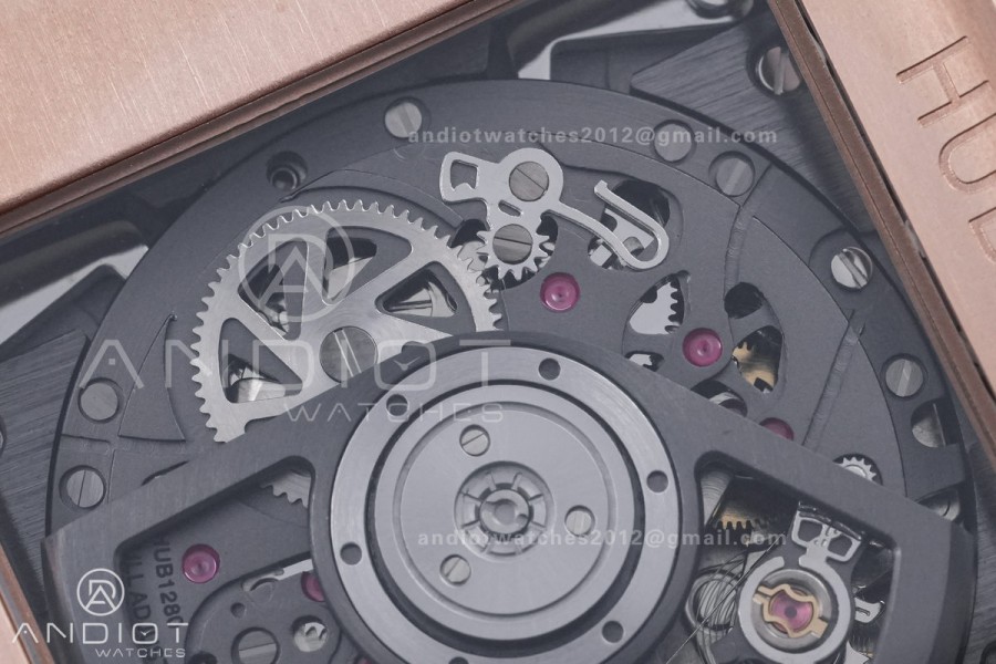 Square Bang Unico 42mm RG BBF 1:1 Best Edition Skeleton Dial on Black Rubber Strap A1280