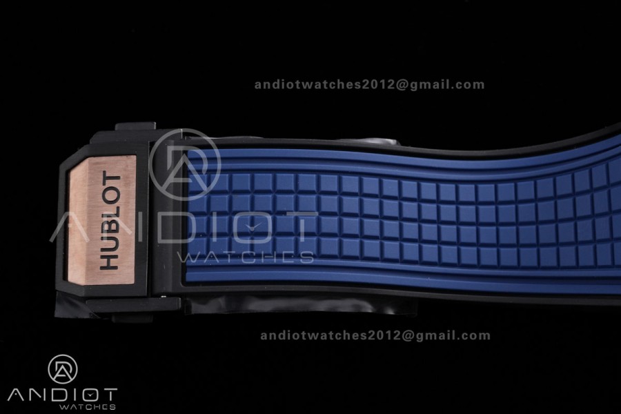 Square Bang Unico 42mm RG BBF 1:1 Best Edition Blue Skeleton Dial on Blue Rubber Strap A1280