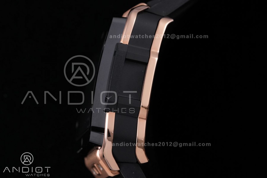 Square Bang Unico 42mm RG BBF 1:1 Best Edition Skeleton Dial Ceramic Bezel on Black Rubber Strap A1280