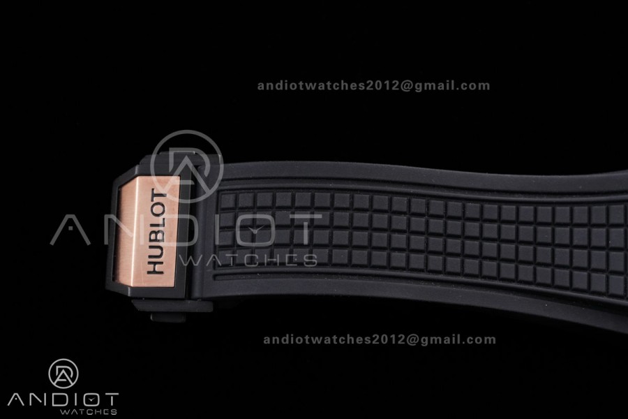 Square Bang Unico 42mm RG BBF 1:1 Best Edition Skeleton Dial Ceramic Bezel on Black Rubber Strap A1280