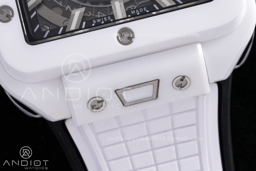 Square Bang Unico White Ceramic BBF 1:1 Best Edition on Rubber Strap A1280