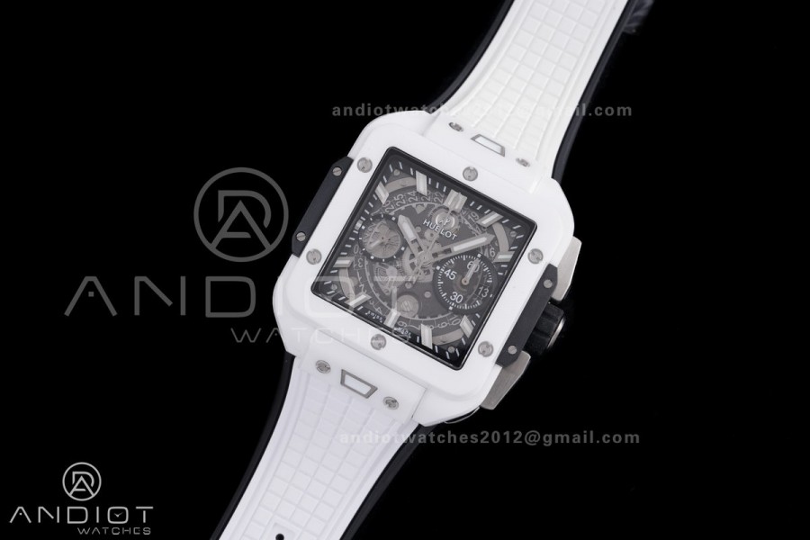 Square Bang Unico White Ceramic BBF 1:1 Best Edition on Rubber Strap A1280