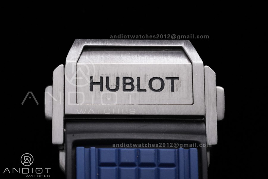 Square Bang Unico 42mm Titanium BBF 1:1 Best Edition Blue Skeleton Dial on Blue Rubber Strap A1280