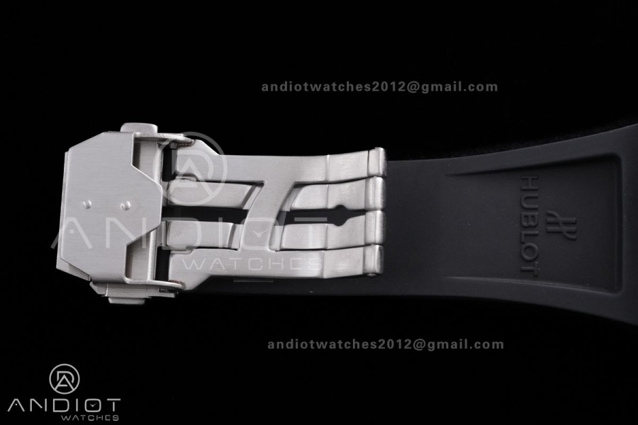 Square Bang Unico 42mm Titanium Blue Ceramic Bezel BBF 1:1 Best Edition Skeleton Dial on Blue Rubber Strap A1280