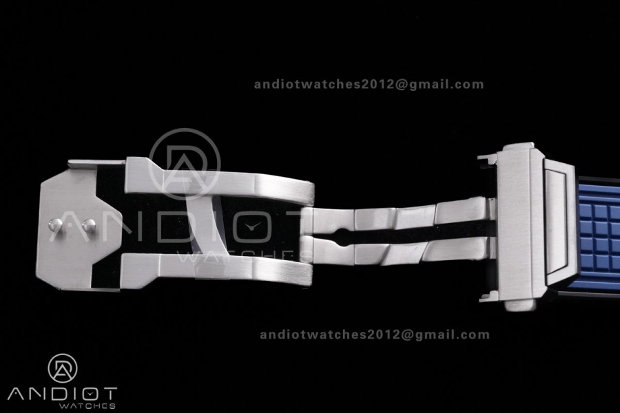 Square Bang Unico 42mm Titanium Blue Ceramic Bezel BBF 1:1 Best Edition Skeleton Dial on Blue Rubber Strap A1280