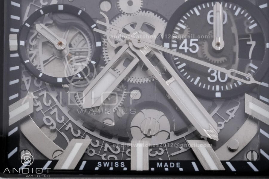 Square Bang Unico 42mm Titanium BBF 1:1 Best Edition Skeleton Dial on Black Rubber Strap A1280