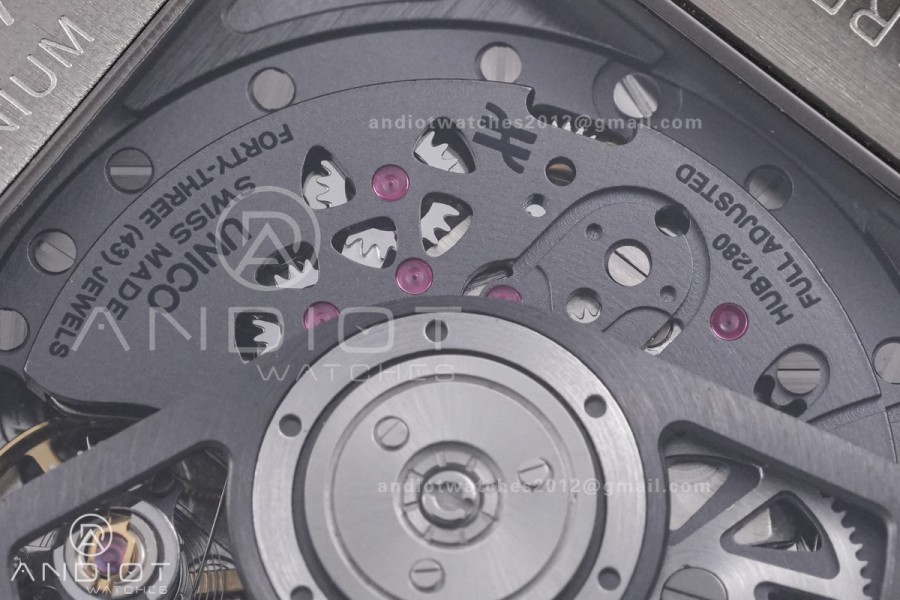 Square Bang Unico 42mm Titanium BBF 1:1 Best Edition Skeleton Dial on Black Rubber Strap A1280